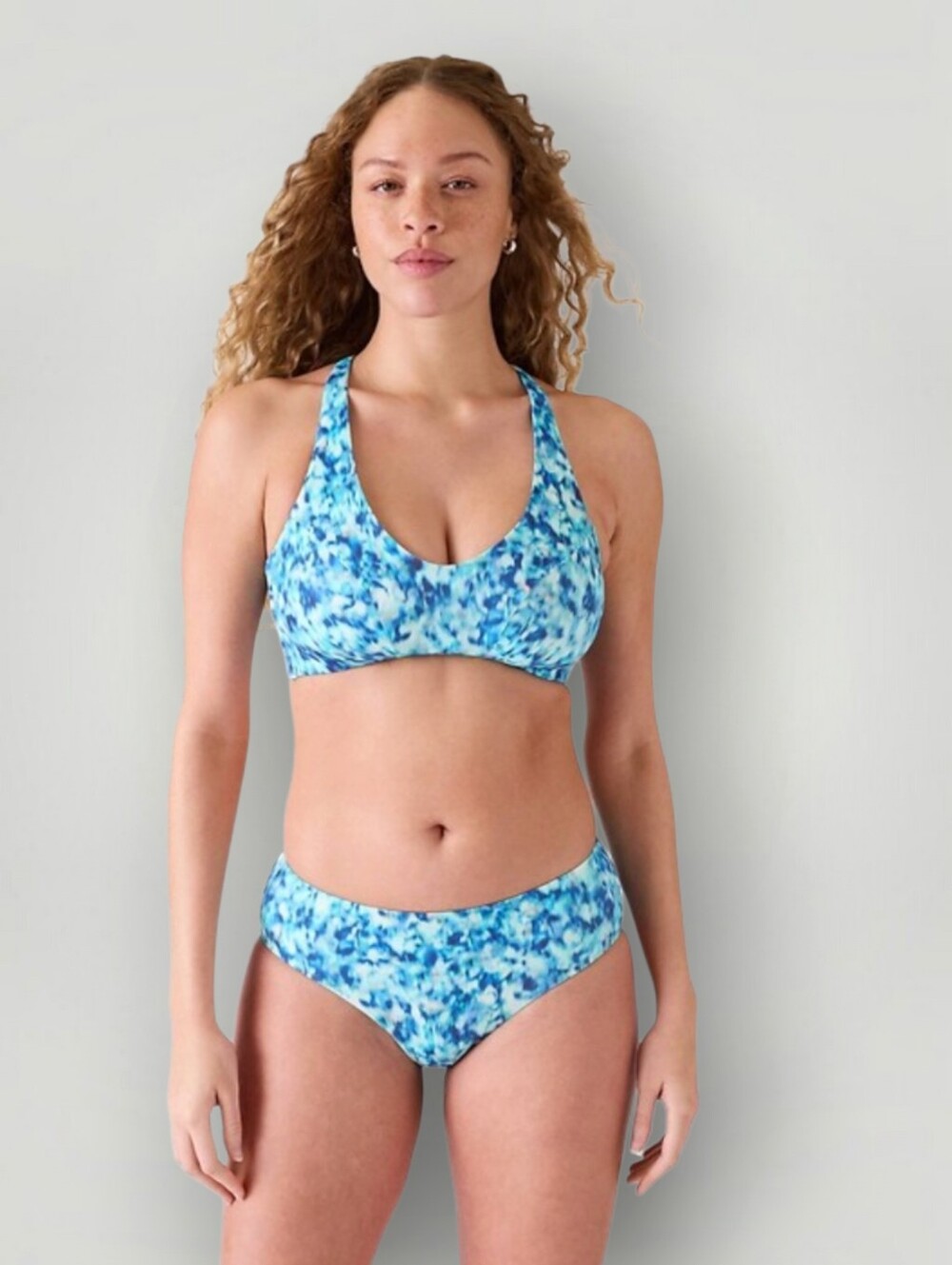 Athleta Triangle Bikini Top Blue Tie-Dye Medium D-DD Cups